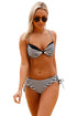 Sexy Black White Striped Push Up 2pcs Bikini Swimsuit